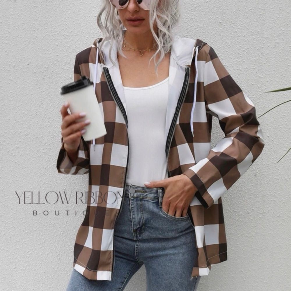 NEW Lightweight Plaid  Zipper Jacket